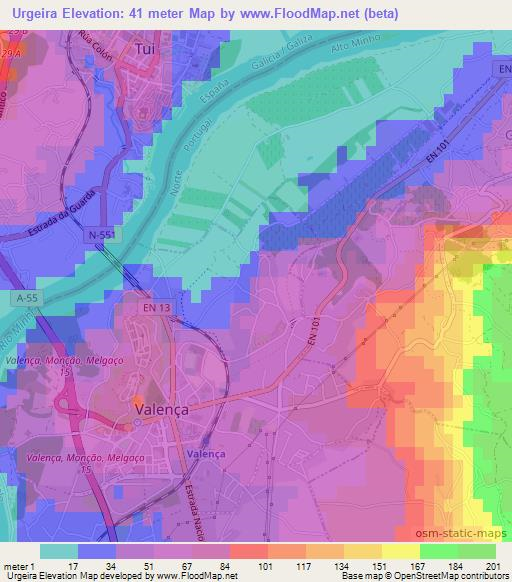 Urgeira,Portugal Elevation Map