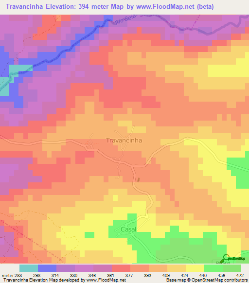 Travancinha,Portugal Elevation Map