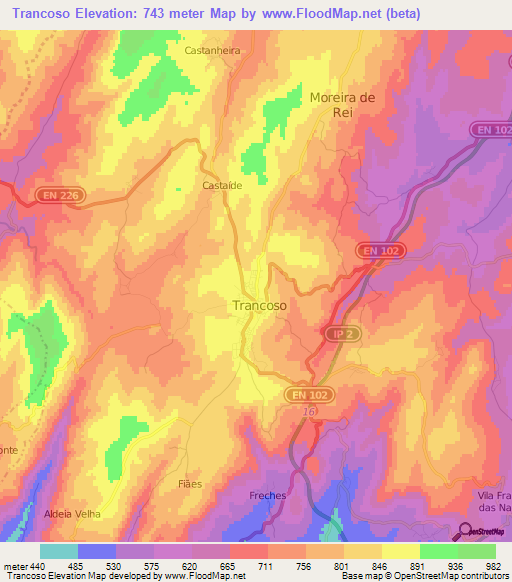 Trancoso,Portugal Elevation Map