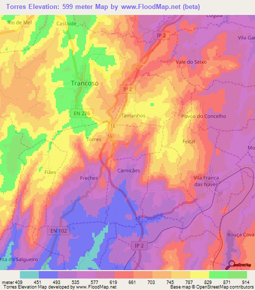 Torres,Portugal Elevation Map