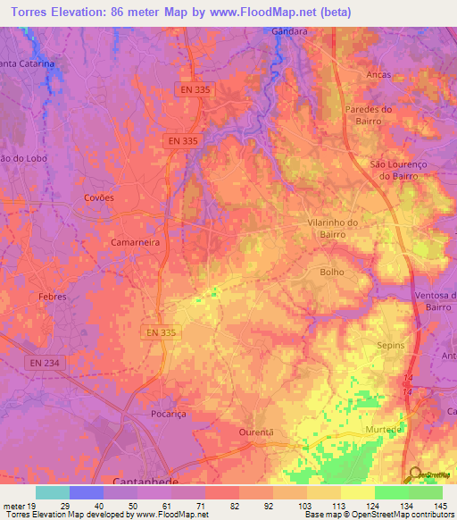 Torres,Portugal Elevation Map