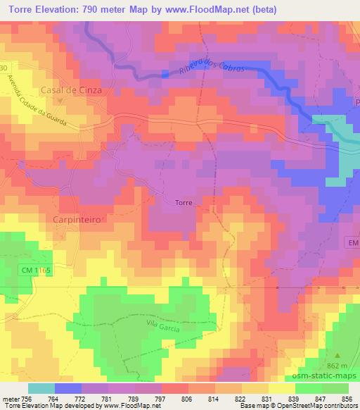 Torre,Portugal Elevation Map