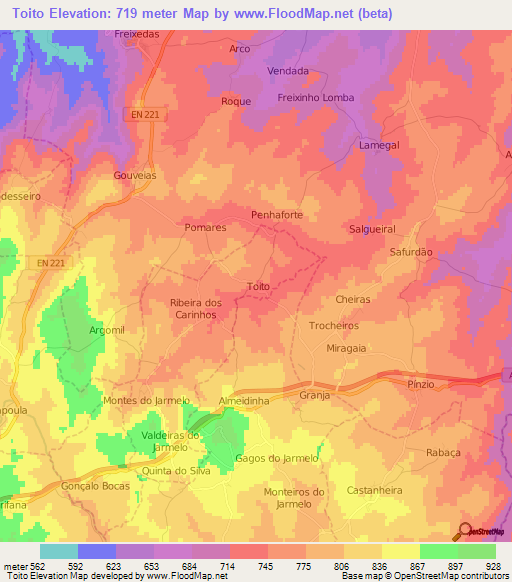 Toito,Portugal Elevation Map
