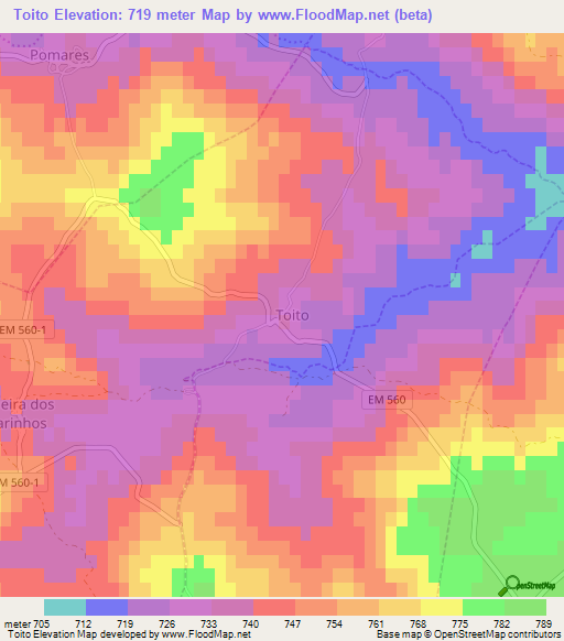 Toito,Portugal Elevation Map