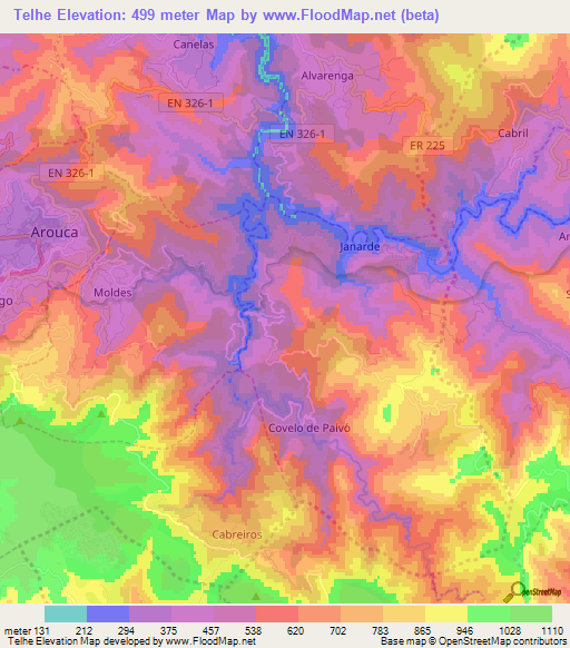Telhe,Portugal Elevation Map