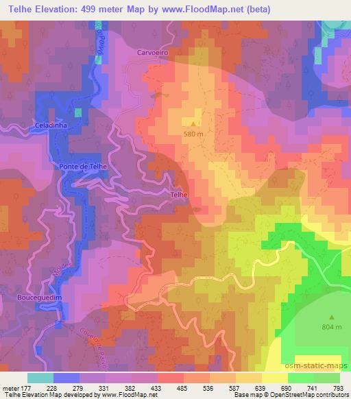 Telhe,Portugal Elevation Map