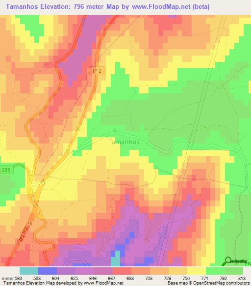 Tamanhos,Portugal Elevation Map