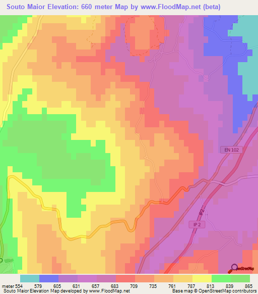 Souto Maior,Portugal Elevation Map