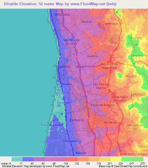 Silvalde,Portugal Elevation Map