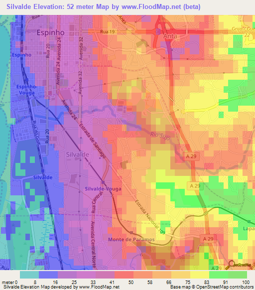 Silvalde,Portugal Elevation Map