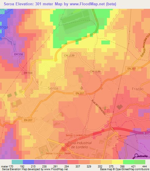 Seroa,Portugal Elevation Map