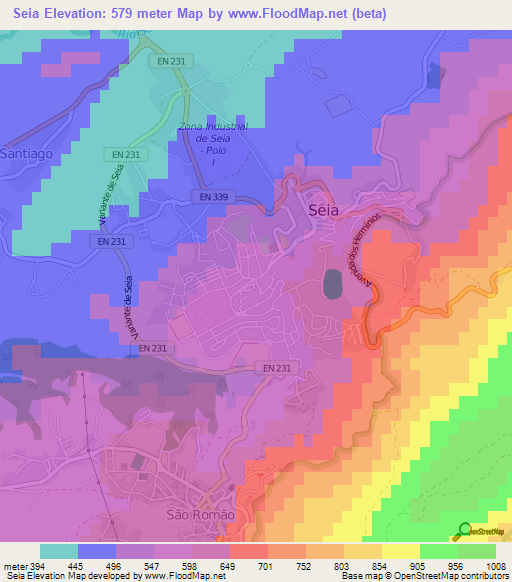 Seia,Portugal Elevation Map