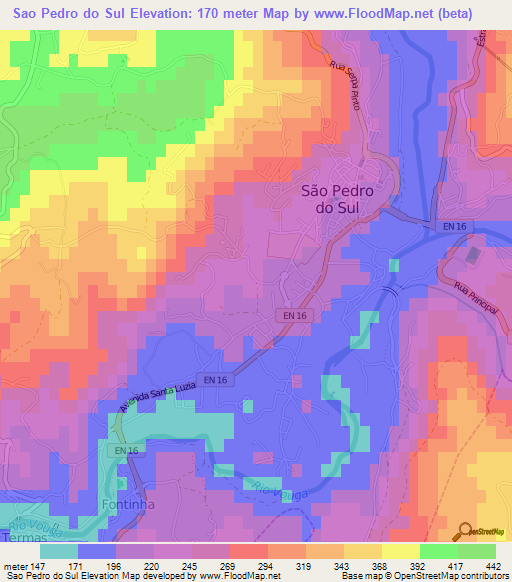 Sao Pedro do Sul,Portugal Elevation Map