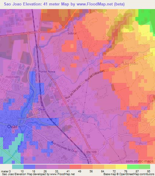 Sao Joao,Portugal Elevation Map