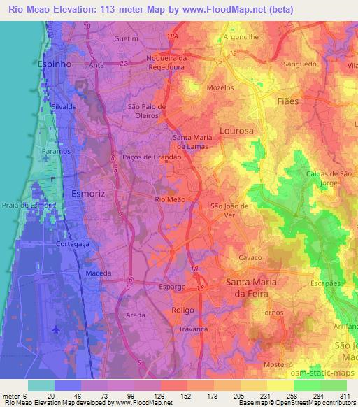 Rio Meao,Portugal Elevation Map
