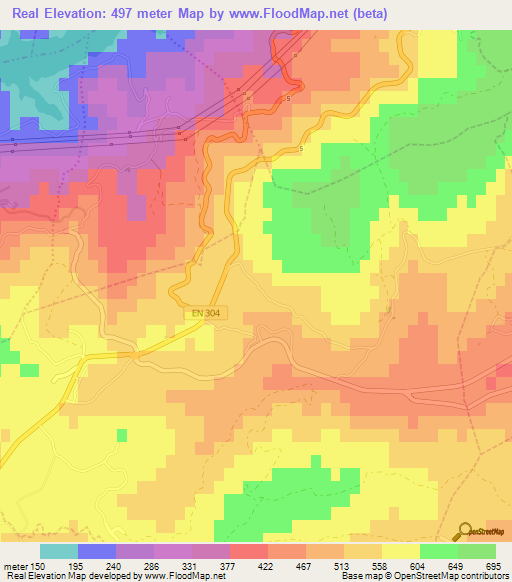 Real,Portugal Elevation Map