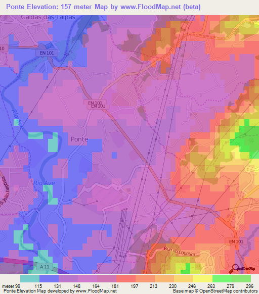 Ponte,Portugal Elevation Map