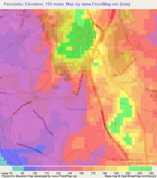 Perozinho,Portugal Elevation Map