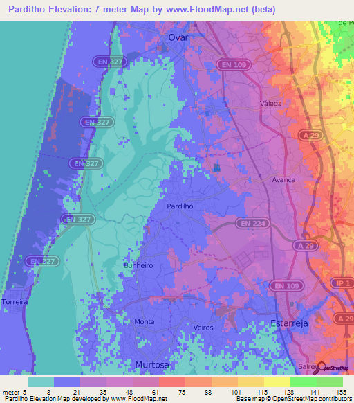 Pardilho,Portugal Elevation Map