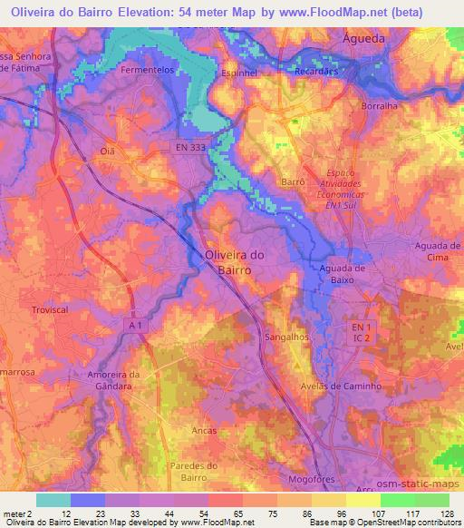 Oliveira do Bairro,Portugal Elevation Map