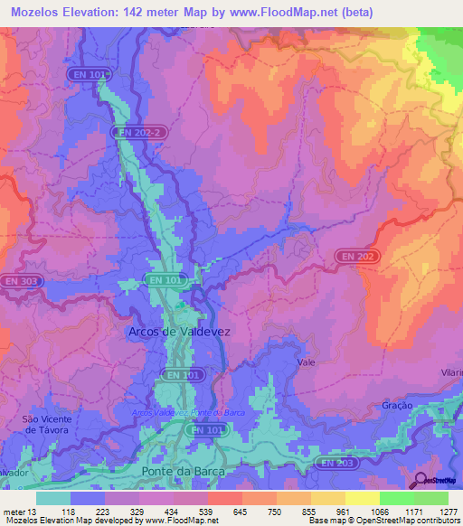 Mozelos,Portugal Elevation Map