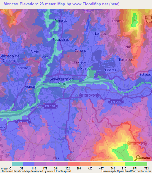 Moncao,Portugal Elevation Map