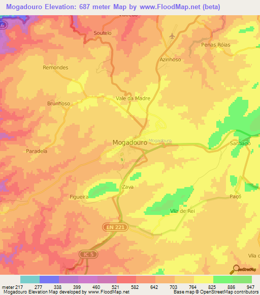 Mogadouro,Portugal Elevation Map