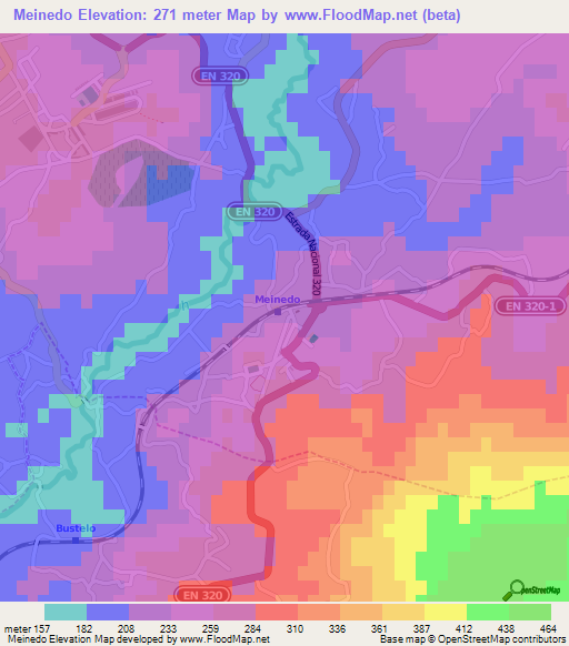 Meinedo,Portugal Elevation Map