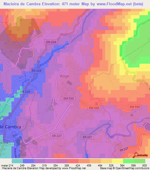 Macieira de Cambra,Portugal Elevation Map