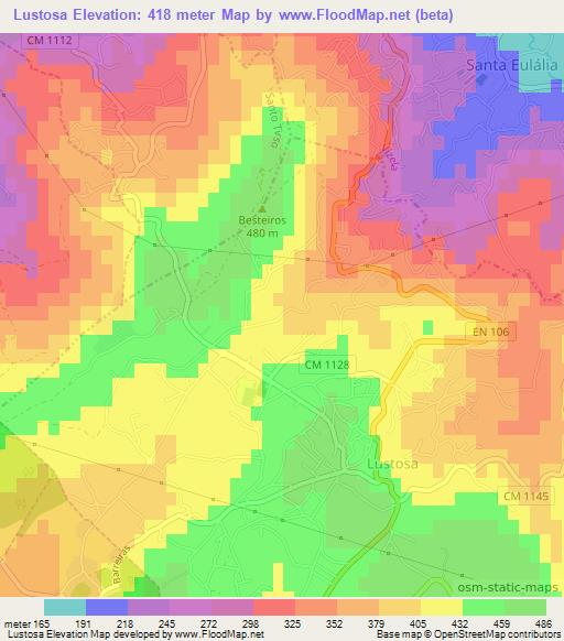 Lustosa,Portugal Elevation Map