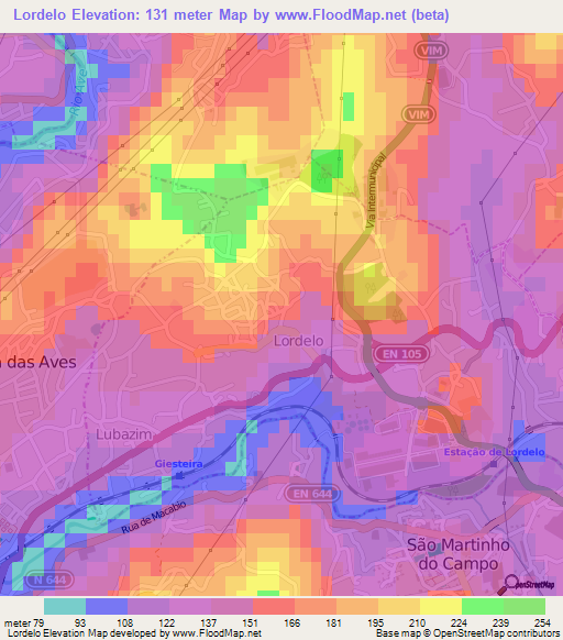 Lordelo,Portugal Elevation Map