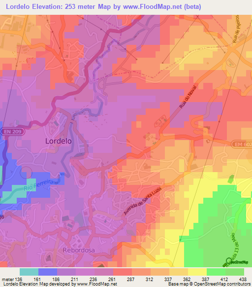 Lordelo,Portugal Elevation Map