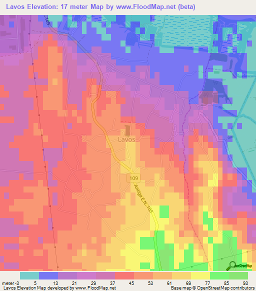 Lavos,Portugal Elevation Map