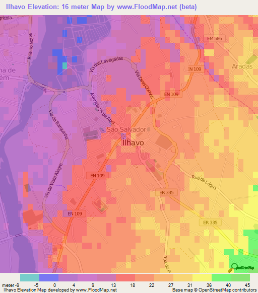 Ilhavo,Portugal Elevation Map