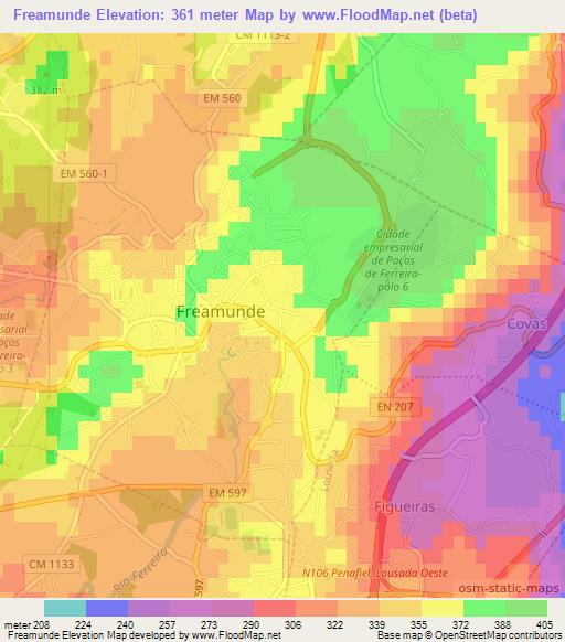 Freamunde,Portugal Elevation Map