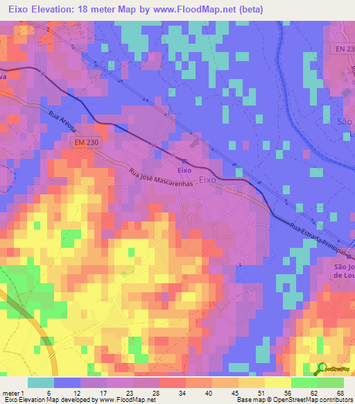 Eixo,Portugal Elevation Map