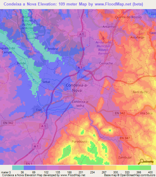Condeixa a Nova,Portugal Elevation Map