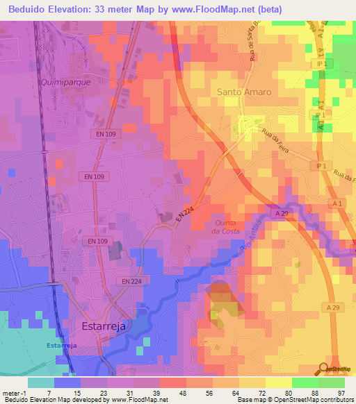 Beduido,Portugal Elevation Map