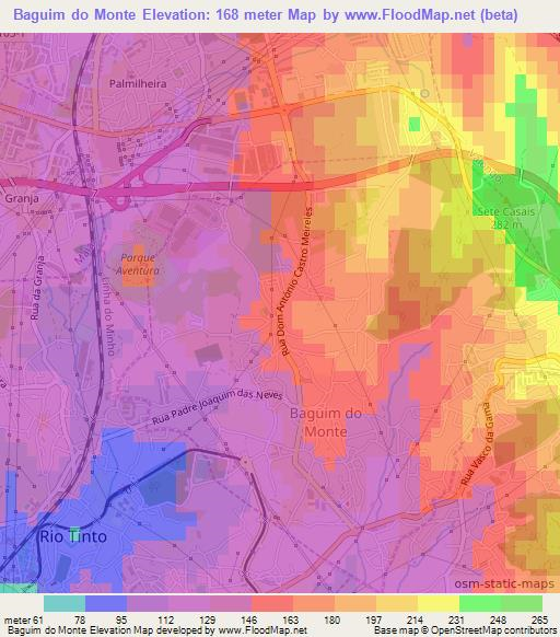 Baguim do Monte,Portugal Elevation Map