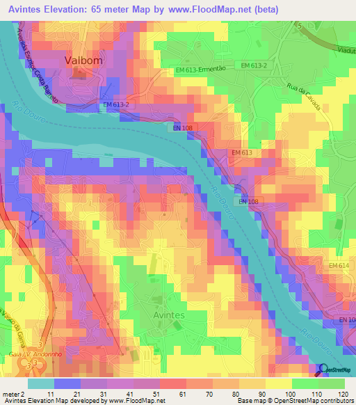 Avintes,Portugal Elevation Map