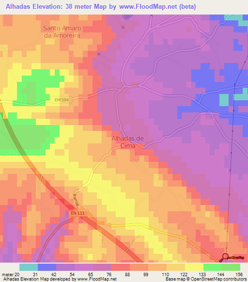 Alhadas,Portugal Elevation Map