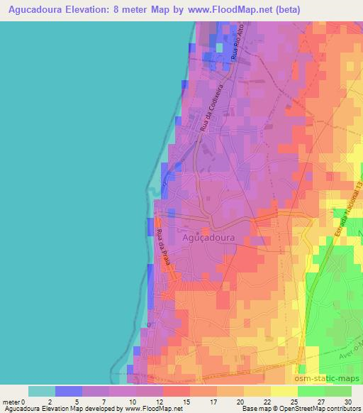 Agucadoura,Portugal Elevation Map