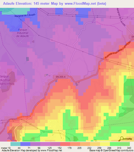 Adaufe,Portugal Elevation Map