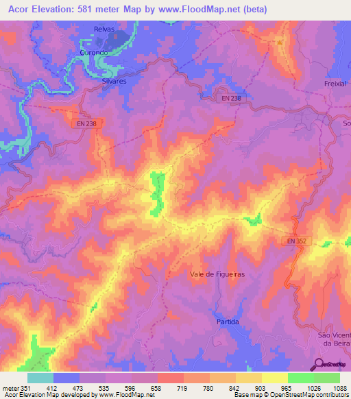 Acor,Portugal Elevation Map