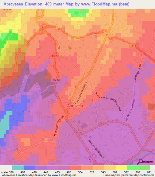 Abraveses,Portugal Elevation Map