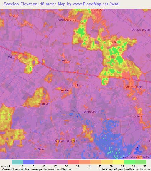 Zweeloo,Netherlands Elevation Map