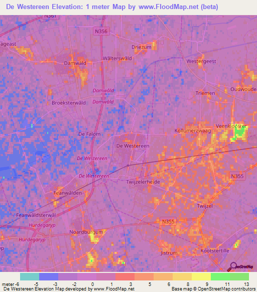 De Westereen,Netherlands Elevation Map