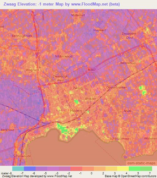 Zwaag,Netherlands Elevation Map