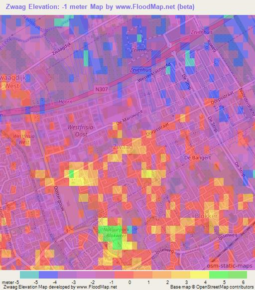 Zwaag,Netherlands Elevation Map