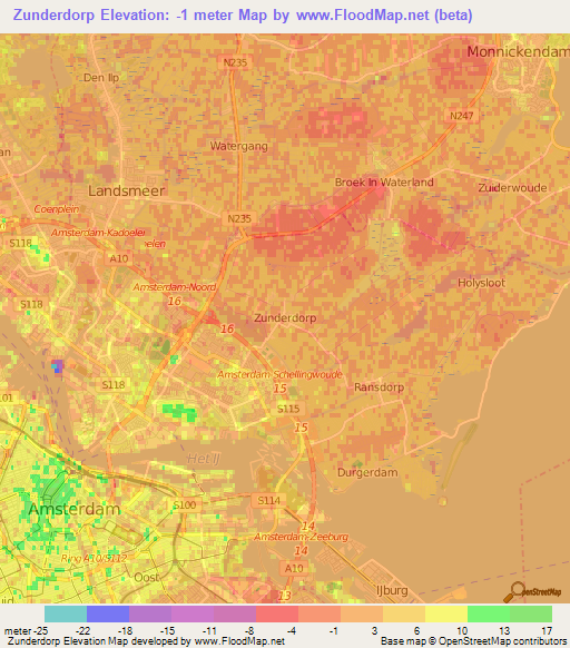 Zunderdorp,Netherlands Elevation Map